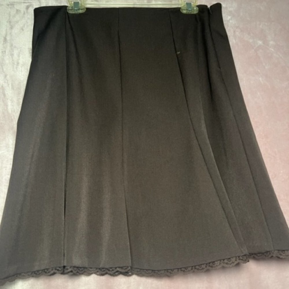 George Womens Brown Stretch Flare Flowy Lace Lining Casual Comfy Skirt Size 14